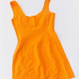 UO Kendall Linen Bodycon Mini Dress in Orange